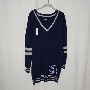 Harry Potter Dark Blue V-Neck Sweater with Light Gray Stripes